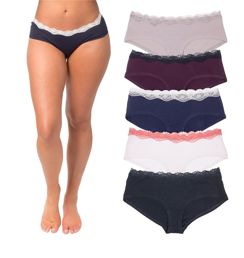 Emprella Cotton Underwear Set for Women, 5 pcs Pack Seamless Women's Underwear, Cheeky Hipster Panties, Solid Bliss, Large - Image 1